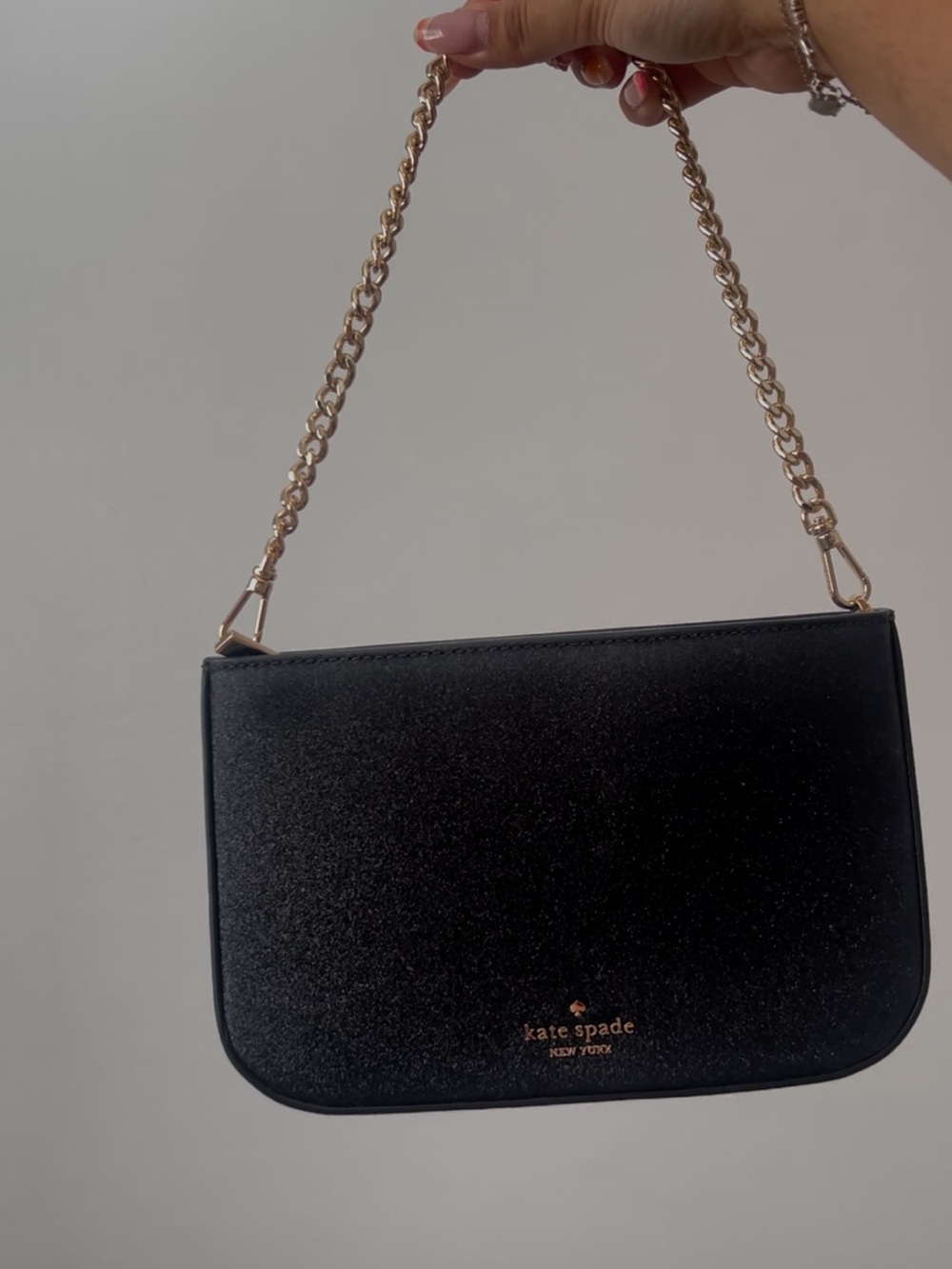 kate spade Black Shoulder Bag with Gold Chain Strap